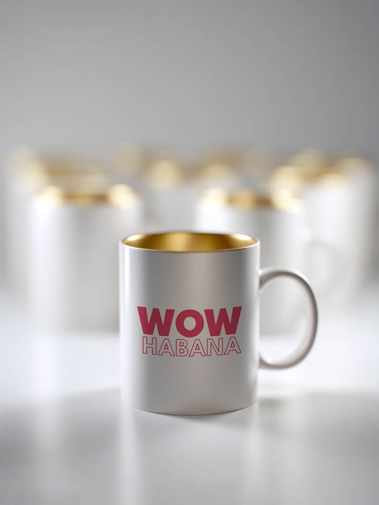 Taza premium con interior oro y plata 